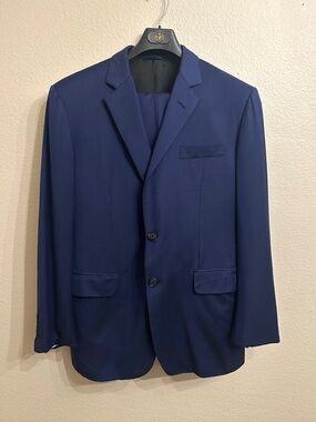 Zilli Blue 100% Wool Made in Italy Suit EU 52 US 42R Luxury Designer